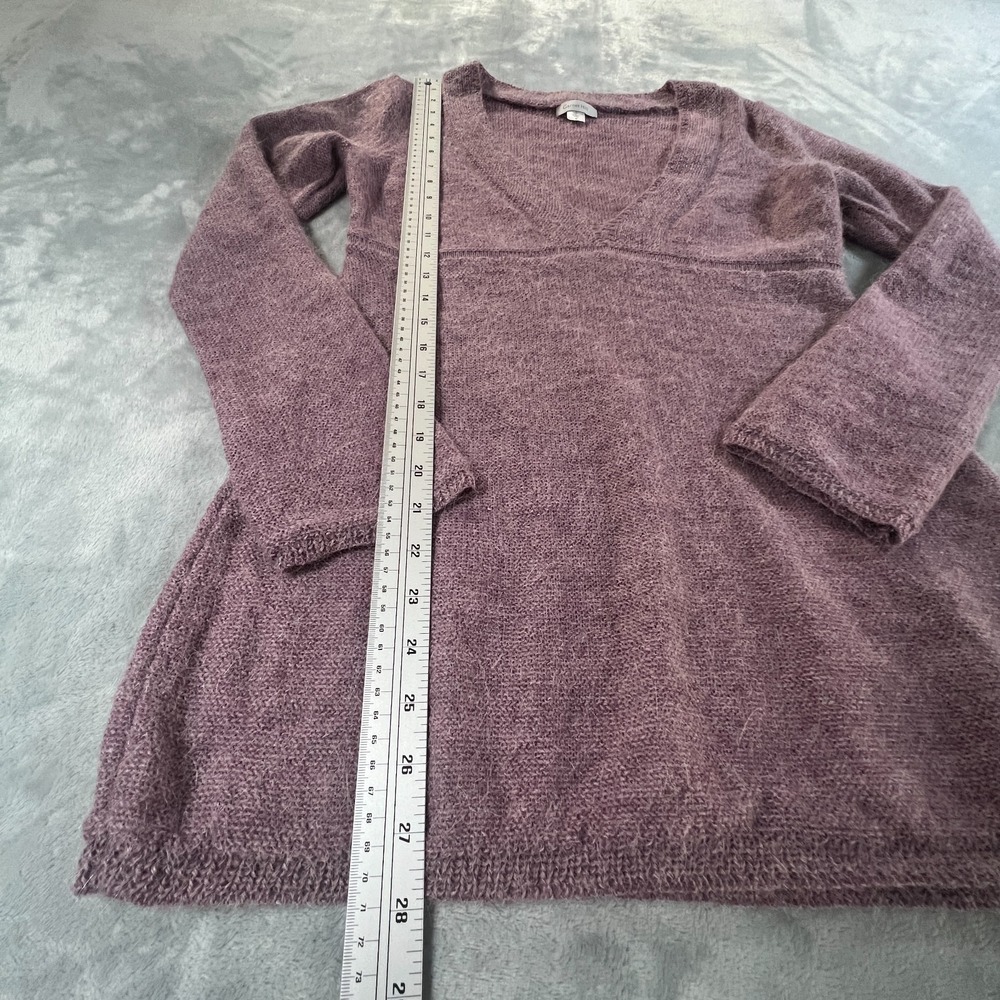 Garnet Hill Womens Y2K Babydoll Deep V Sweater Size S Purple Alpaca Blend Boho - Picture 6 of 13